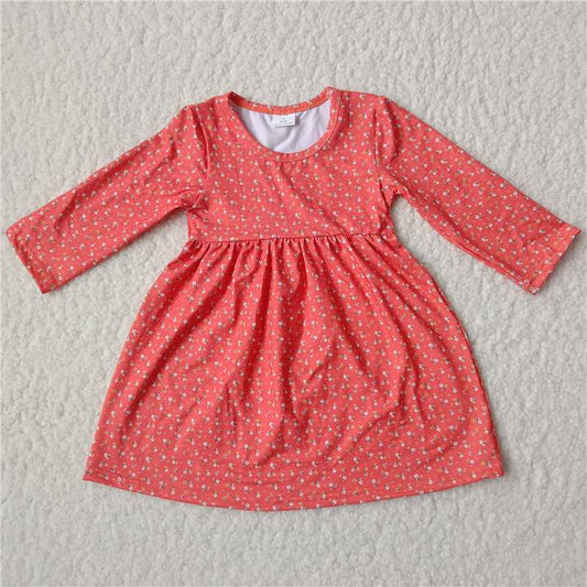 RTS NO MOQ SALES  G2-16】‘\’ Leaf orange long-sleeved dress