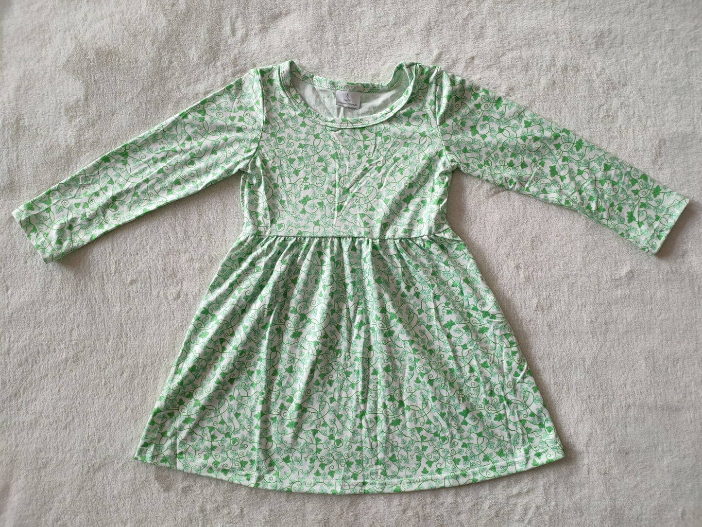 RTS NO MOQ SALES  G2-20-5***/ Green leaf vine long-sleeved dress