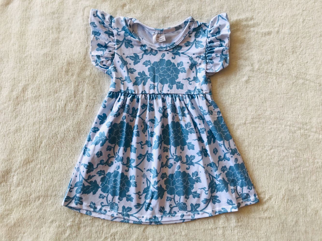 RTS SALES NO MOQ G3-2/* Blue floral sleeve dress