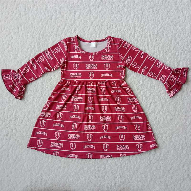 RTS NO MOQ SALES  G2-16-4';; UI White line dark red long-sleeved dress