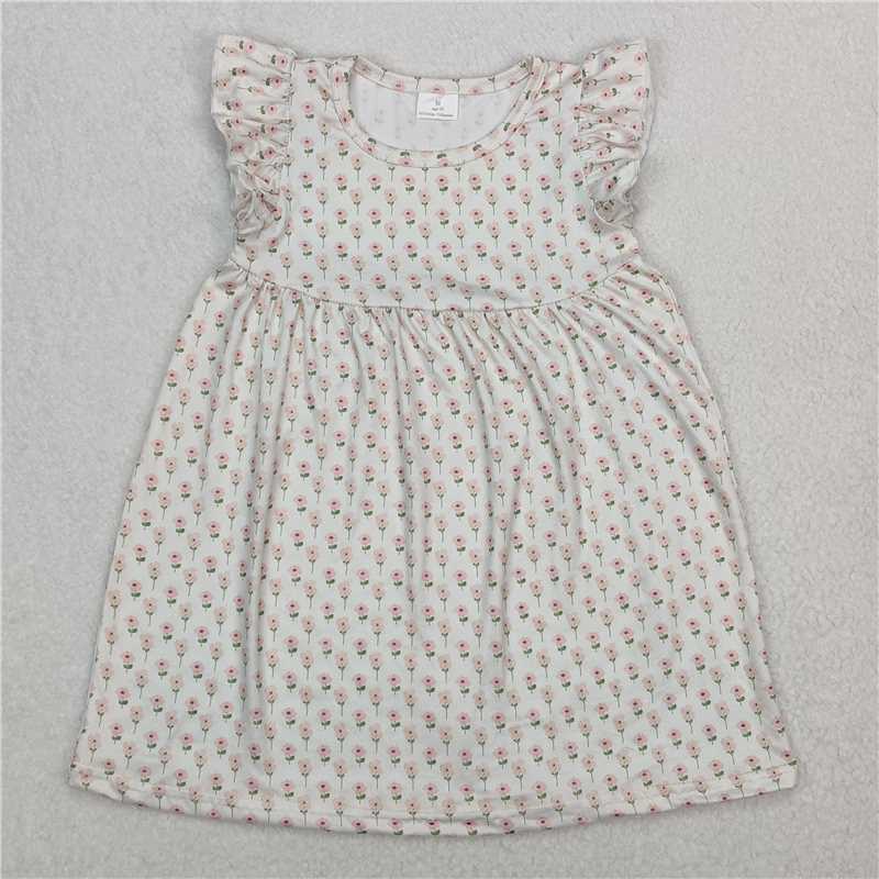 RTS SALES NO MOQ G6-12-7】 Pink floral white flying sleeves dress