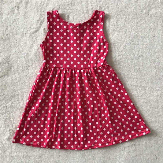 RTS SALES NO MOQ G4-27-4'.* White polka dot red sleeveless dress