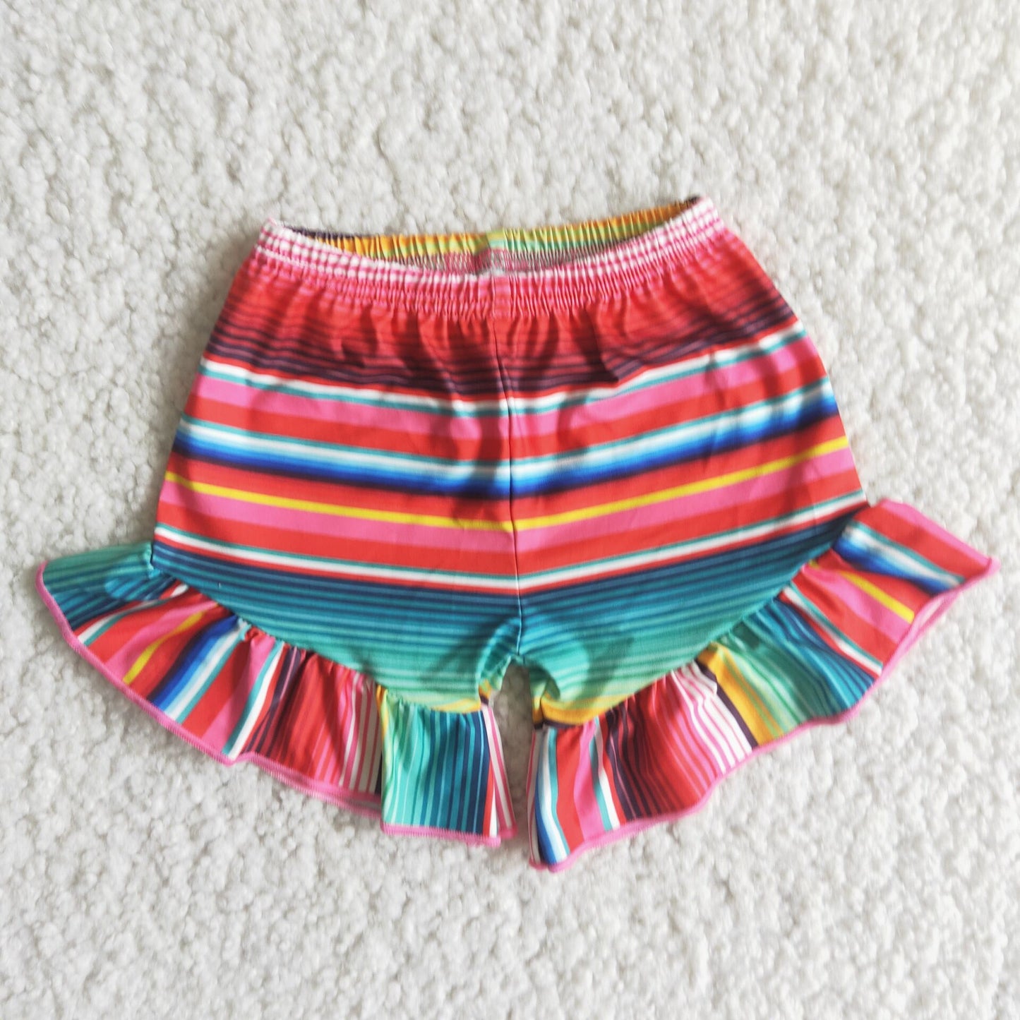 G5-12-3;;. Colorful striped shorts