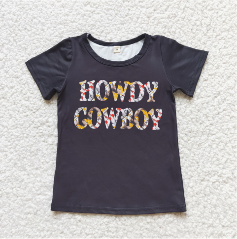 G5-11-2. HOWDY Black short-sleeved top