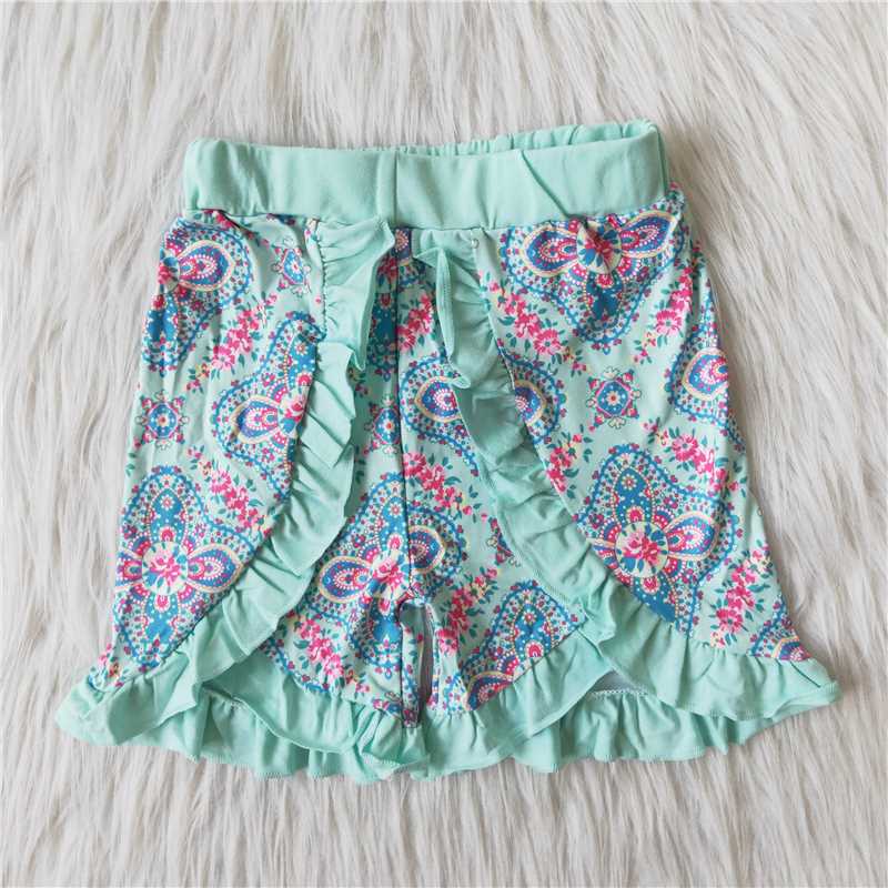 Rts sales no moq 5-4-1..* Flower Garden Light Blue Lace Shorts