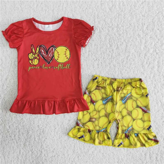 RTS NO MOQ B4-24 Red short sleeve yellow baseball suit