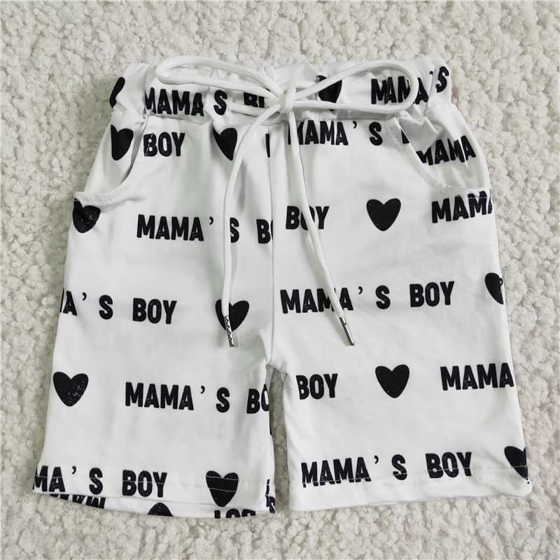 RTS SS0020 Boys MAMA'SBOY white love lace short