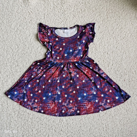 G5-15*. Five-pointed star black, blue and red mixed color flying sleeve dress（复制）