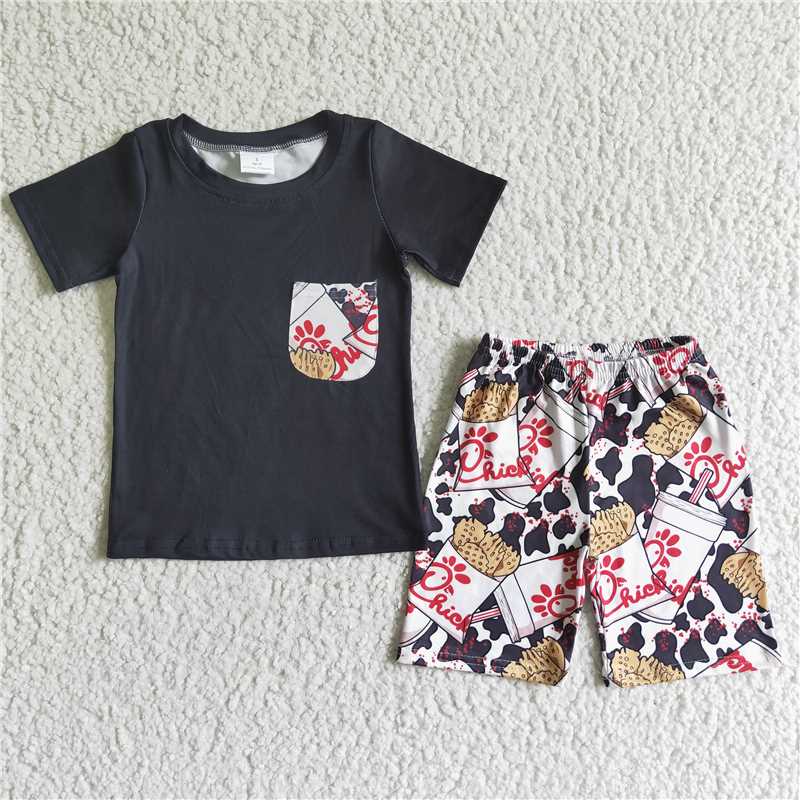 RTS NO MOQ Baby Girls and Boys Summer Chick Short Sleeve Shorts Sets