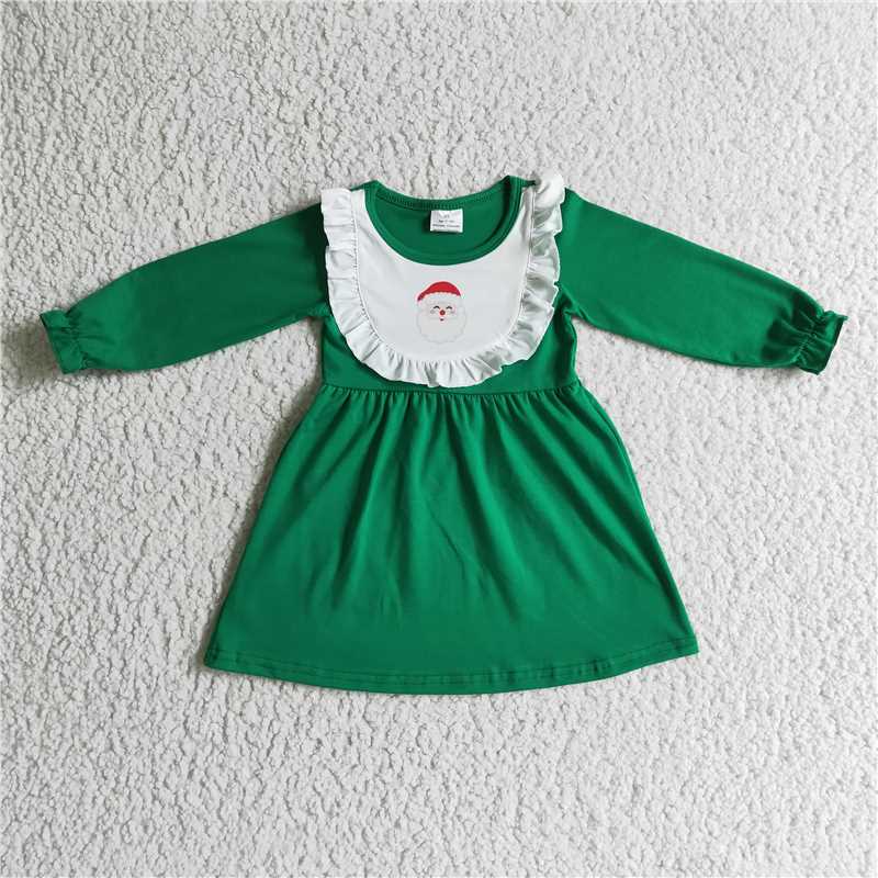 RTS NO MOQ GLD0108 Santa Claus green long-sleeved jumpsuit