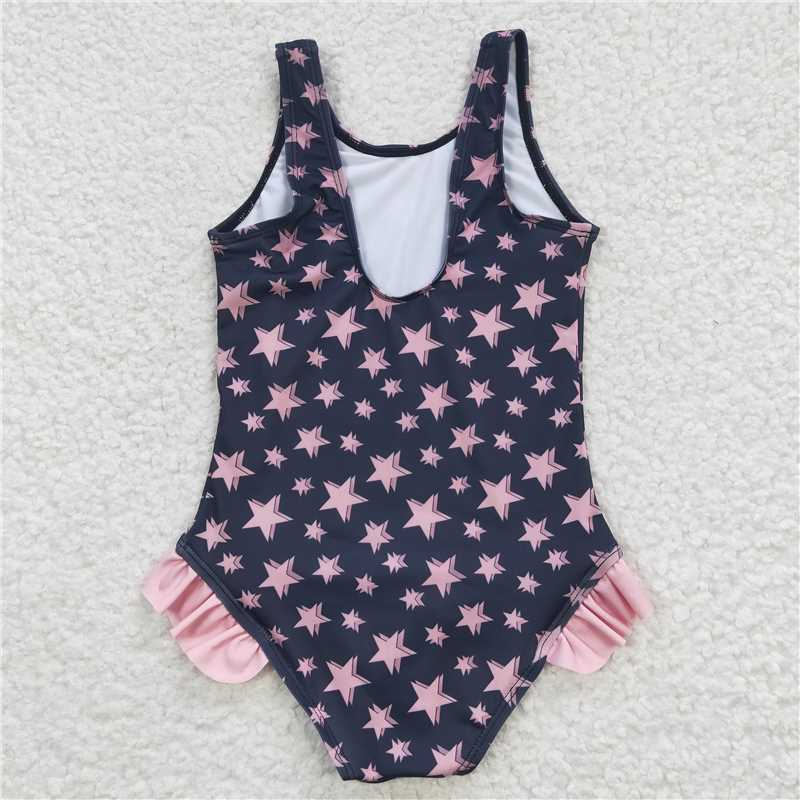 RTS cowgirl star navy blue one-piece swimsuit Cow print one piece swimsuit  Cow print one piece swimsuit