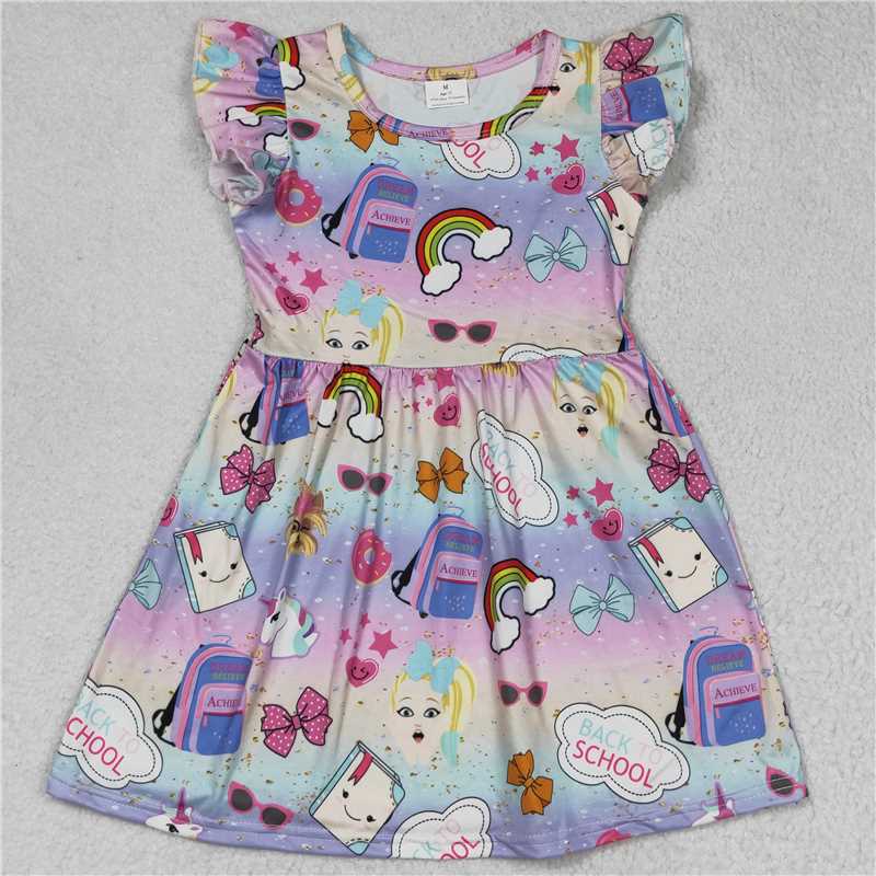 School bag rainbow bow colorful flying sleeve dress 书包彩虹蝴蝶结彩色飞袖裙