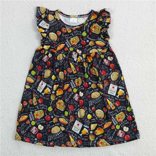 Wooden barrel apple drink black flying sleeve dress 木桶苹果饮料黑色飞袖裙