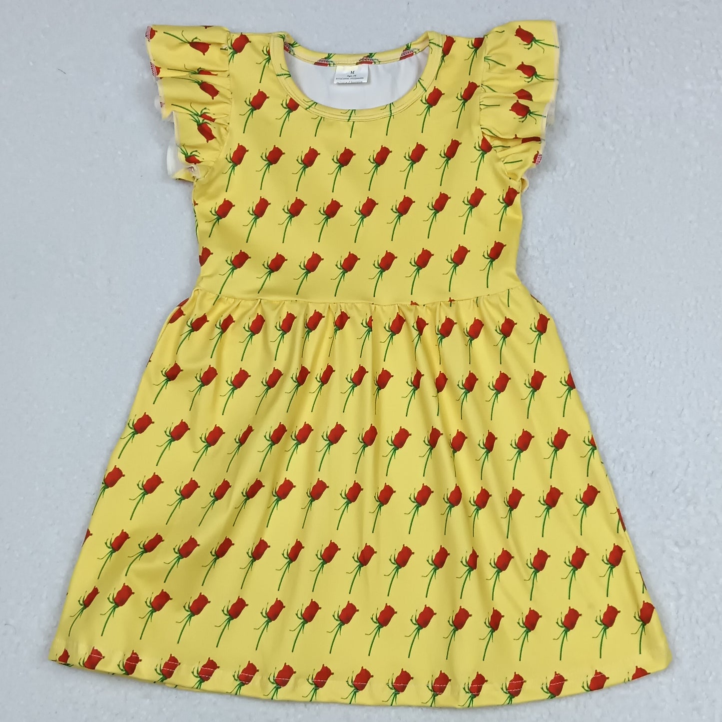 Red rose yellow flying sleeve dress 红色玫瑰黄色飞袖裙