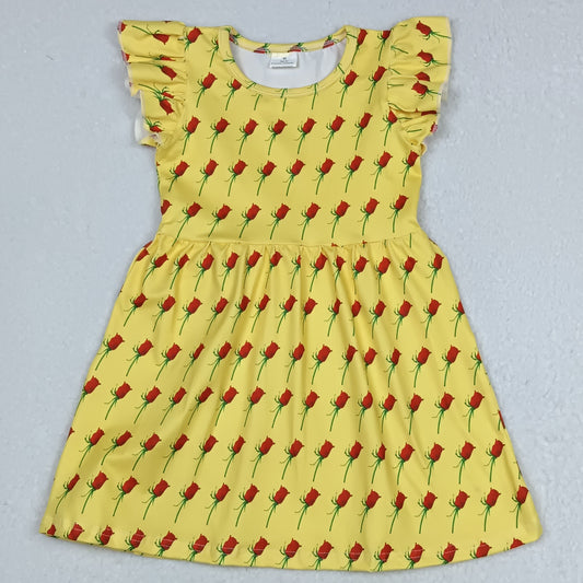 Red rose yellow flying sleeve dress 红色玫瑰黄色飞袖裙