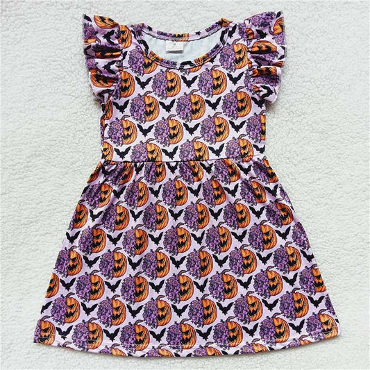 Half pumpkin flower bat purple flying sleeve dress 半边南瓜花朵蝙蝠紫色飞袖裙