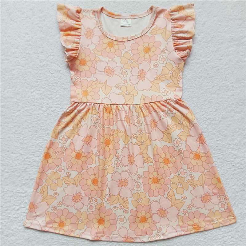 Light pink floral flying sleeve dress 淡粉色花飞袖裙