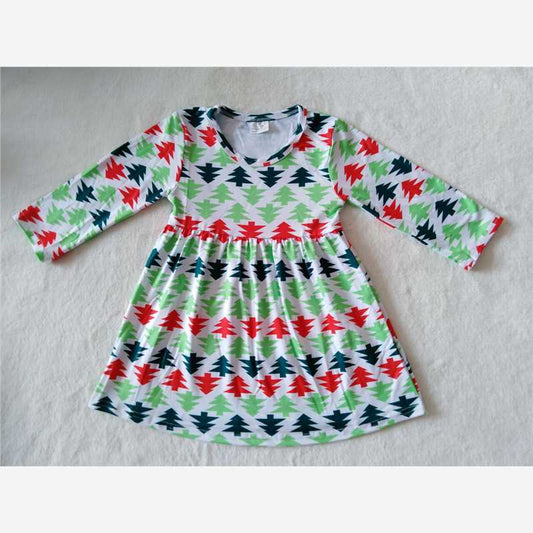 RTS NO MOQ SALES  G2-20-6* Triangle tree long sleeve dress