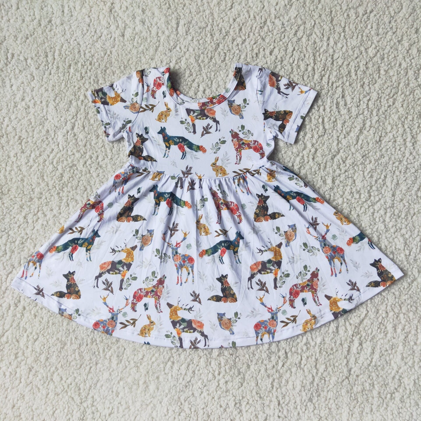 RTS SALES NO MOQ G2-22[ Flower wolf dog rabbit short-sleeved skirt