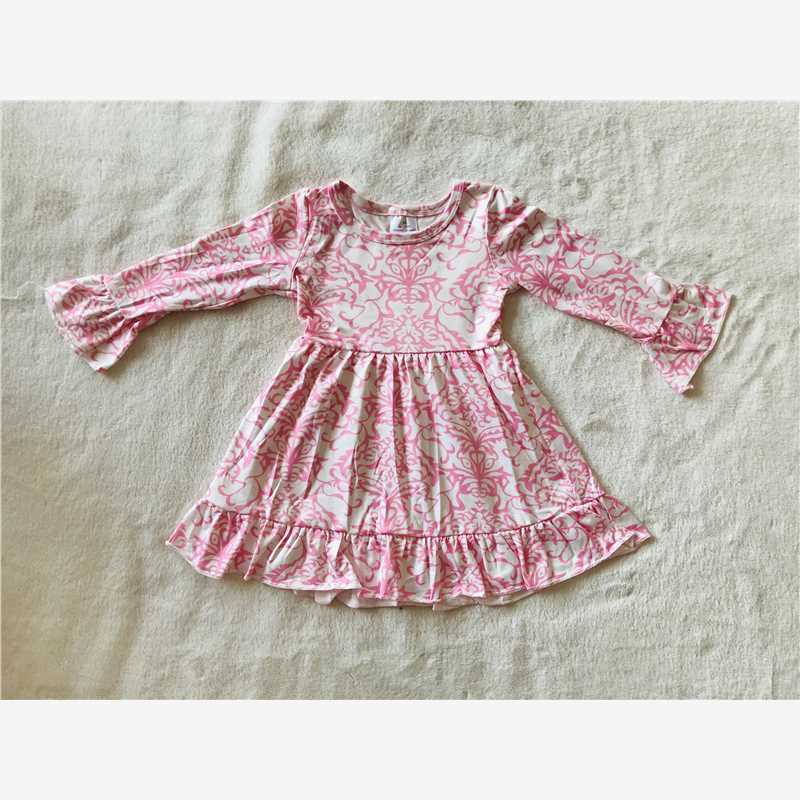 RTS NO MOQ SALES  G2-22]\] White floral long-sleeved dress with pink lace