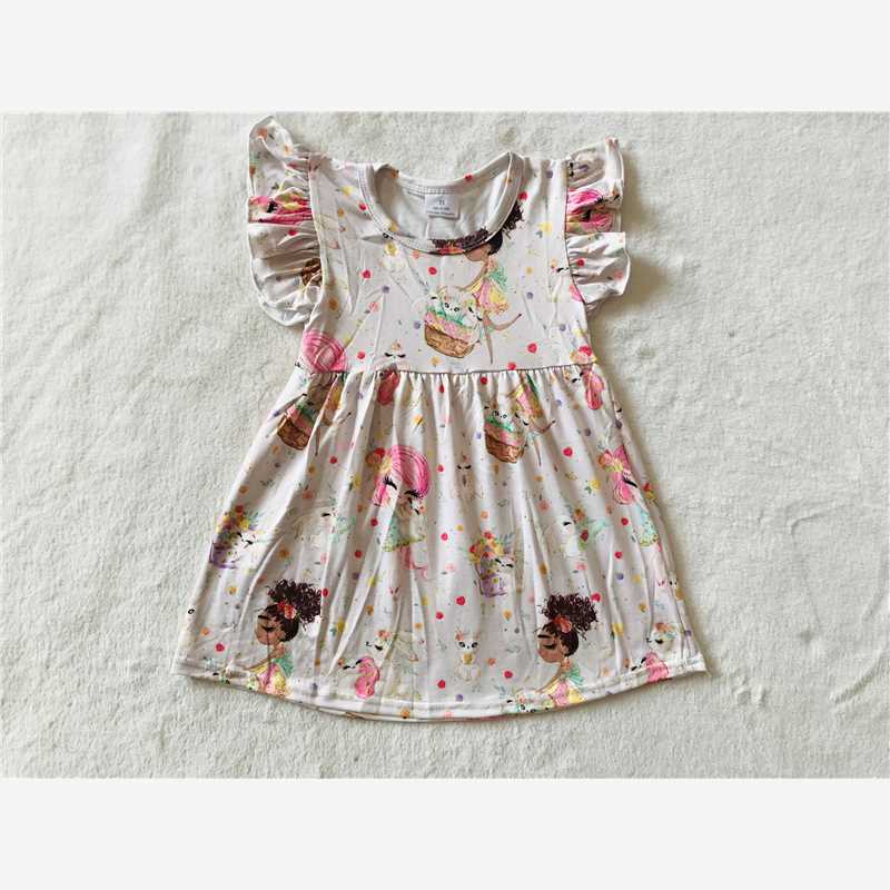 RTS SALES NO MOQ G3-3-2**/ Curly-haired girl bunny flying sleeve dress