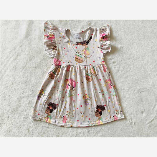 RTS SALES NO MOQ G3-3-2**/ Curly-haired girl bunny flying sleeve dress