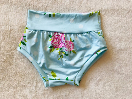 G2-12-3/ Rose red green leaves and flowers blue thong