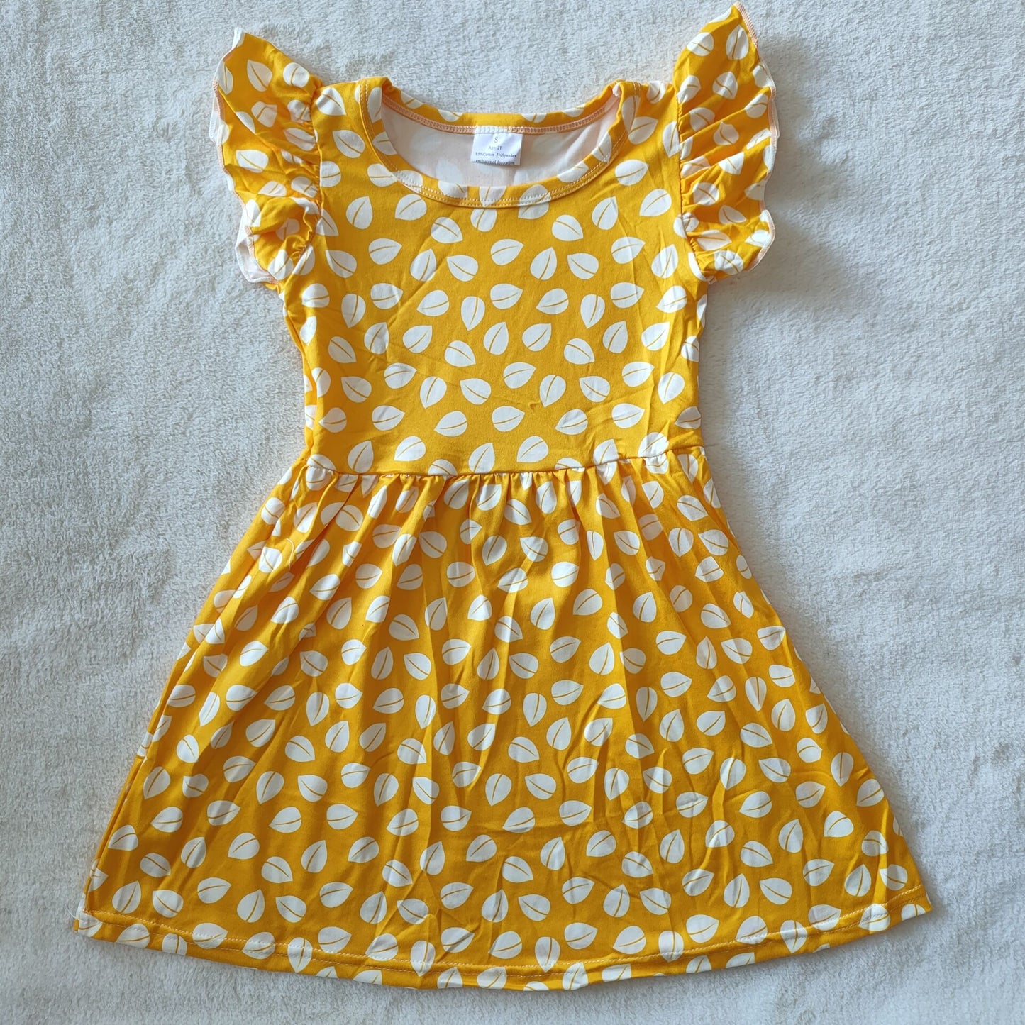 RTS SALES NO MOQ G3-19'. White water drop yellow flying sleeves dress