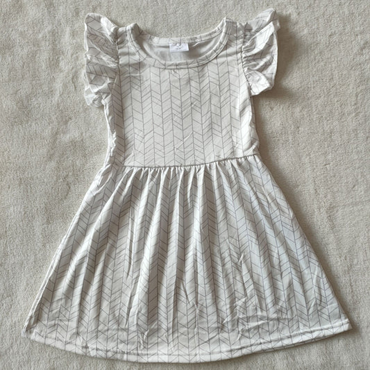 RTS SALES NO MOQ G3-19-1./ Gray frame white flying sleeves dress