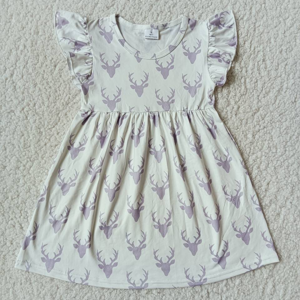 Purple cow head flying sleeve dress 紫色牛头飞袖裙