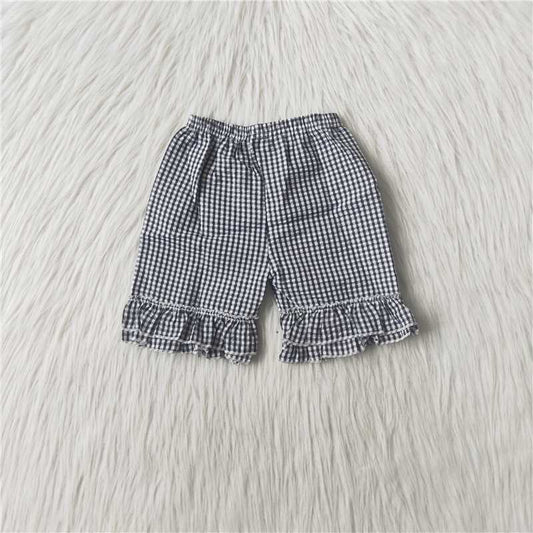 G2-12-6;[ Black plaid lace shorts