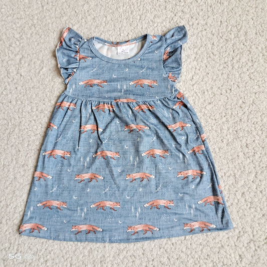 Orange wolf gray blue flying sleeve dress 橘色狼灰蓝色飞袖裙