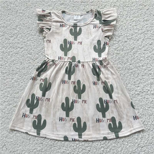 Plant cactus light yellow flying sleeve dress 植物仙人掌淡黄色飞袖裙