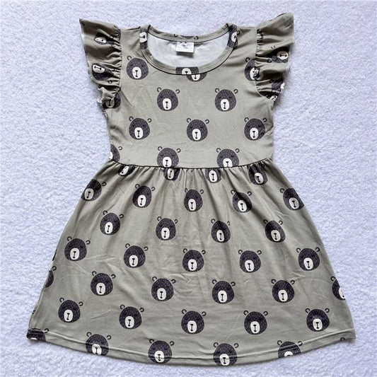 Bear head gray flying sleeve dress 小熊头灰色飞袖裙