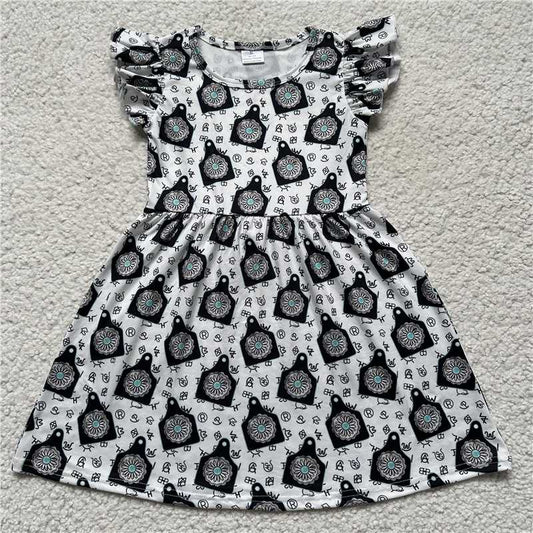 Bottle pattern white flying sleeve dress 瓶子花纹白色飞袖裙