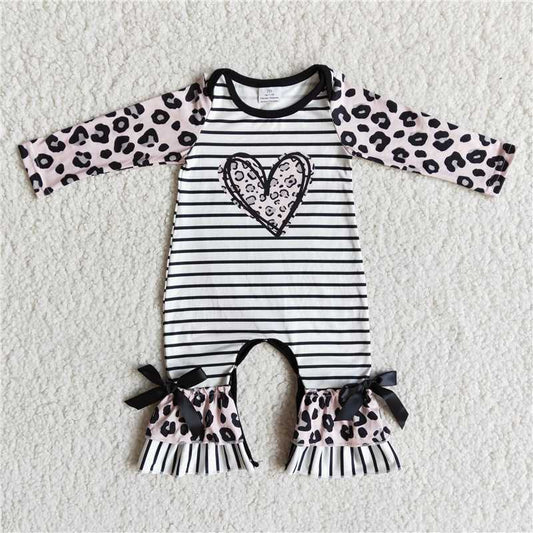 6 A26-20 Valentine's Day love heart leopard print long-sleeved romper