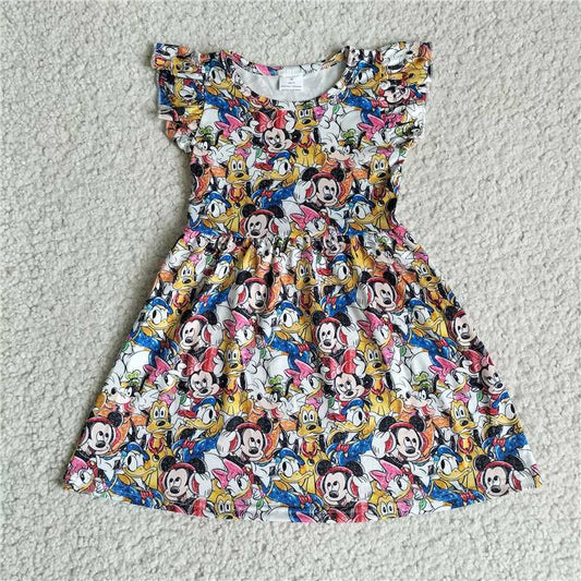 G5-7-6*'[ Mickey Mouse Duck Colorful Flying Sleeve Skirt