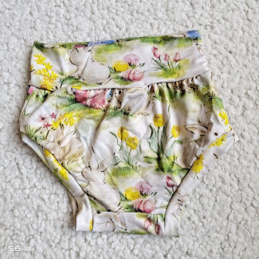 G2-8-6*/ Bunny pink and yellow flower thong
