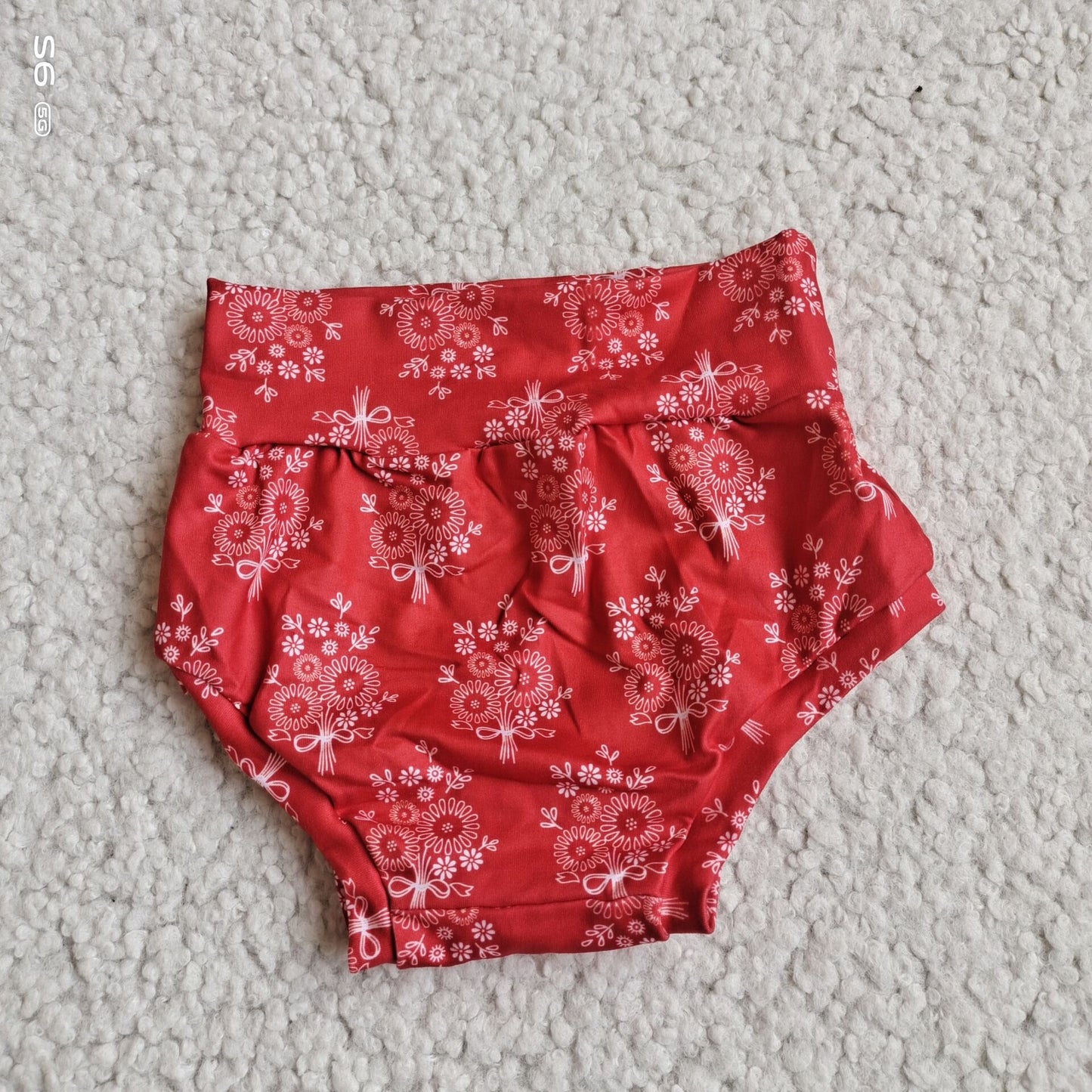 G2-12.; Red thong with white flowers