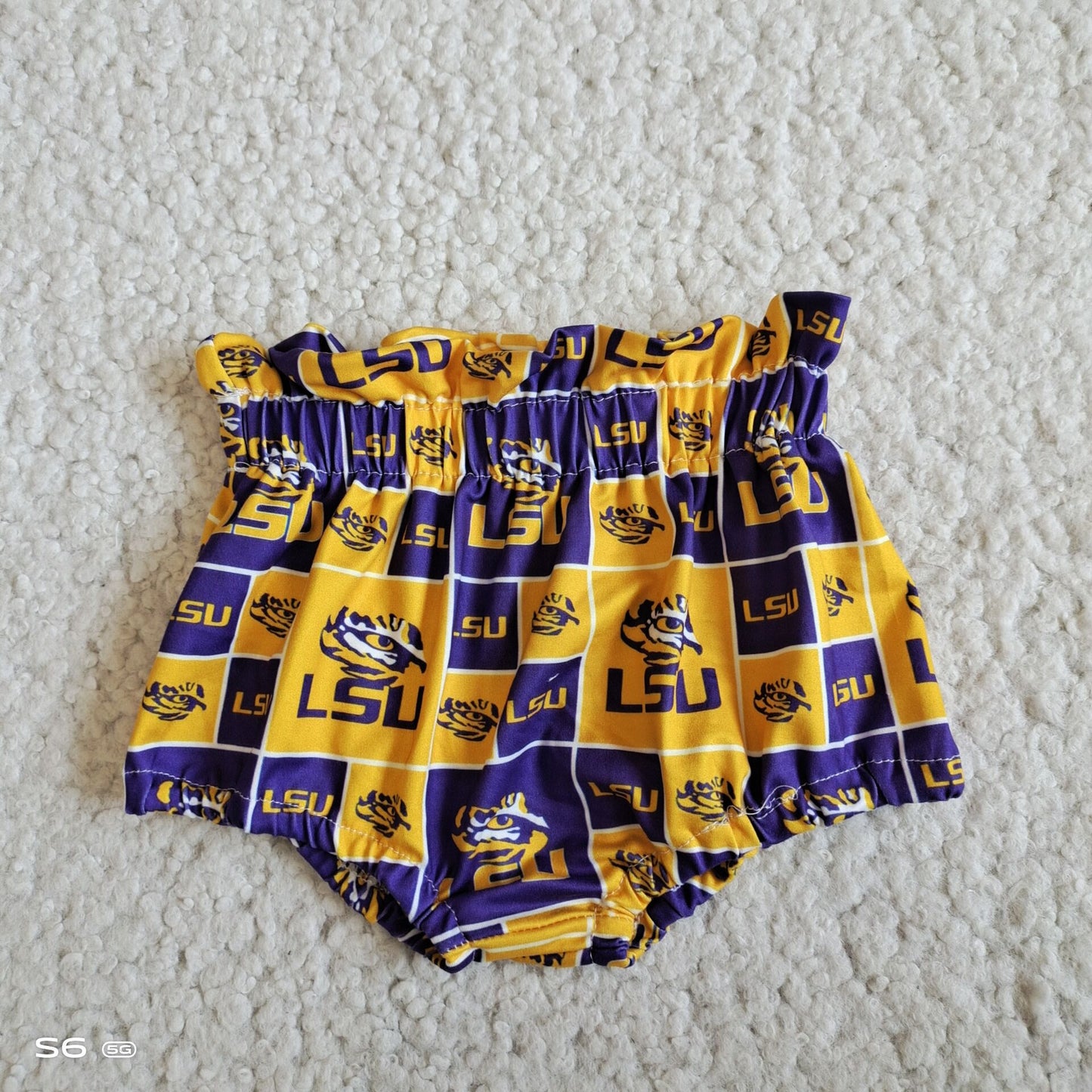 G5-16-4, LSU purple and yellow plaid thong