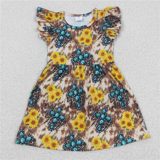 Sunflower sapphire leopard print flying sleeve dress 向日葵蓝宝石豹纹飞袖裙