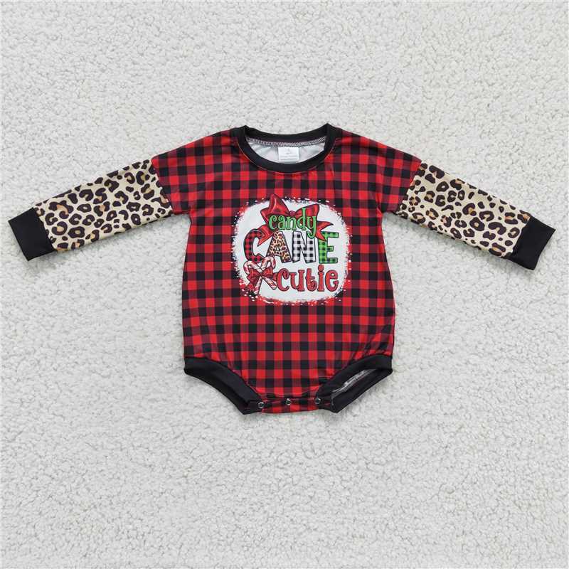 RTS NO MOQ Baby kids cartoon Christmas character long sleeve short romper