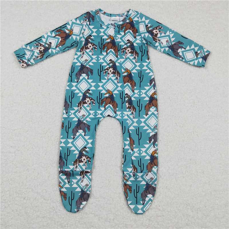 RTS NO MOQ Baby kids geometric diamond-bull head pattern long stockings romper