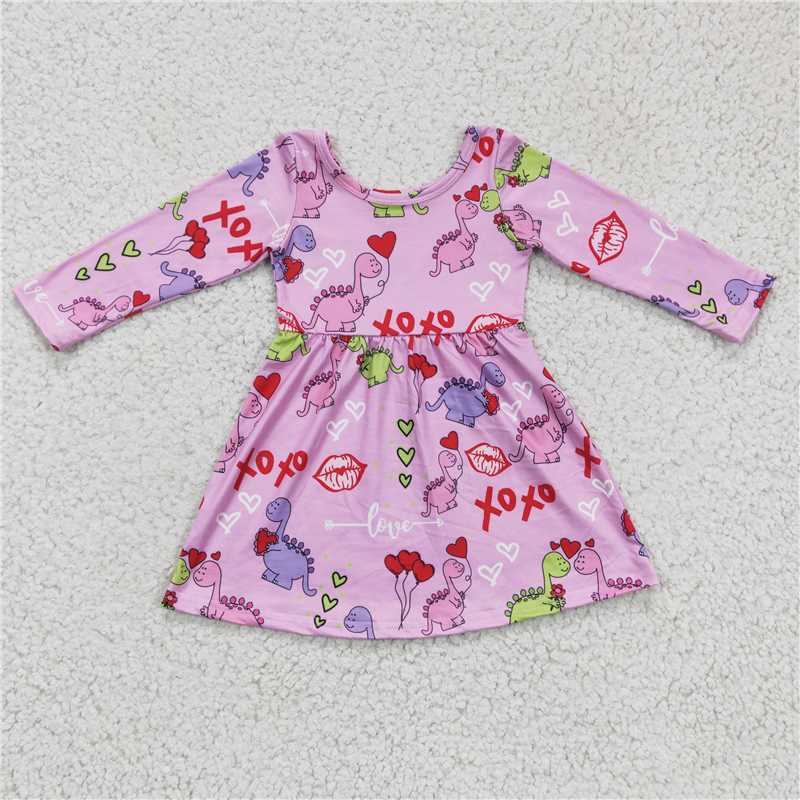 RTS NO MOQ Baby Girl Clothes Valentine Long-sleeved dress