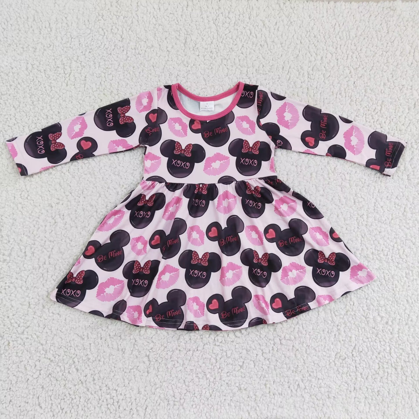 RTS NO MOQ Baby Girl Clothes Valentine Long-sleeved dress