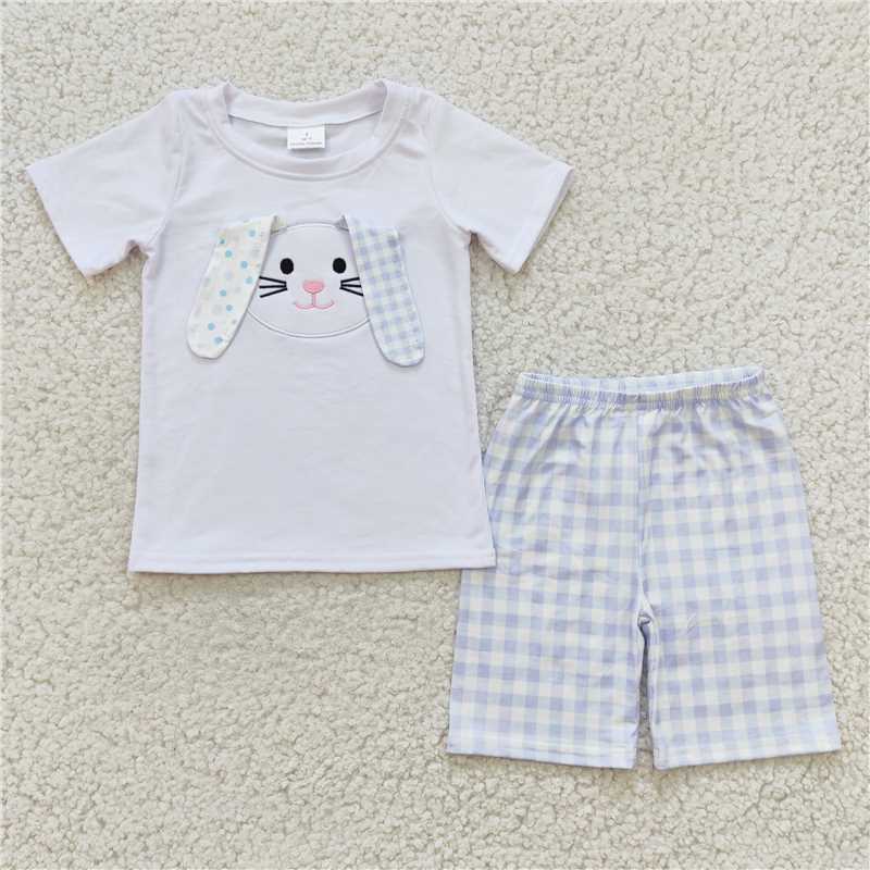 RTS NO MOQ Baby boy clothes embroidery easter Short Sleeve shorts Suit