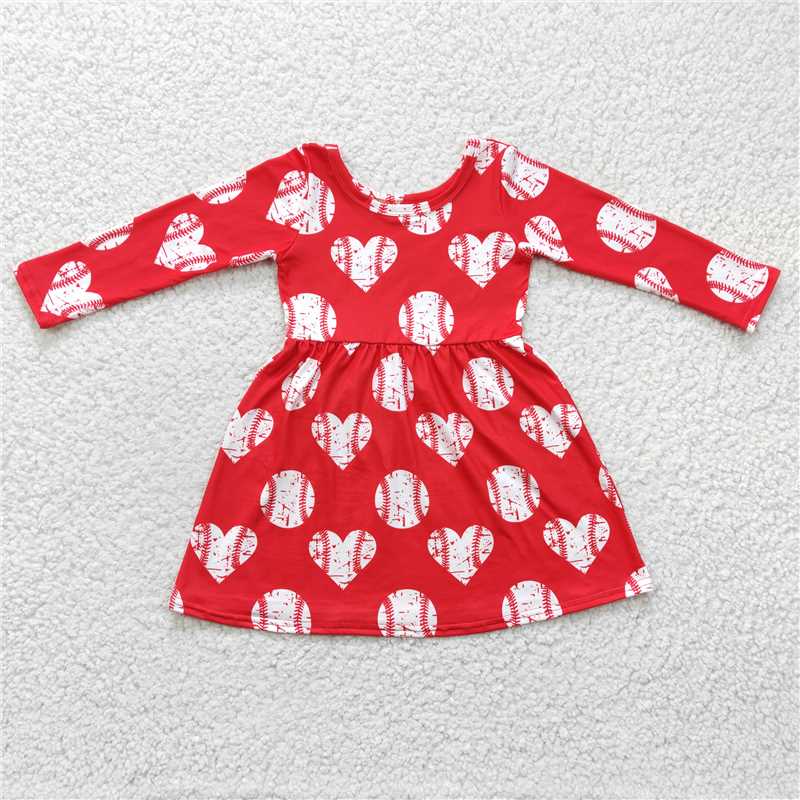 RTS NO MOQ Baby Girl Clothes Valentine Long-sleeved dress