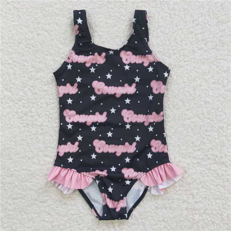 RTS cowgirl star navy blue one-piece swimsuit Cow print one piece swimsuit  Cow print one piece swimsuit