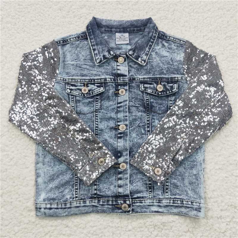 RTS Blue and white denim top Denim jacket 6 A5-14Blue Sequined Denim Jacket  GT0148