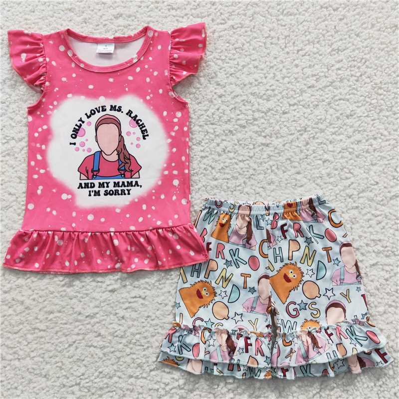 RTS NO MOQ baby girl clothes short-sleeved shorts suit & short-sleeved sets